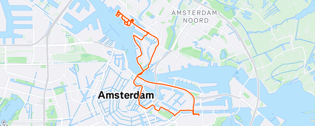 Map of the activity, Naar NDSM fietsen, daar een rondleiding verzorgd voor nieuwe bewoners (te voet), en daarna weer terug fietsen naar huis.