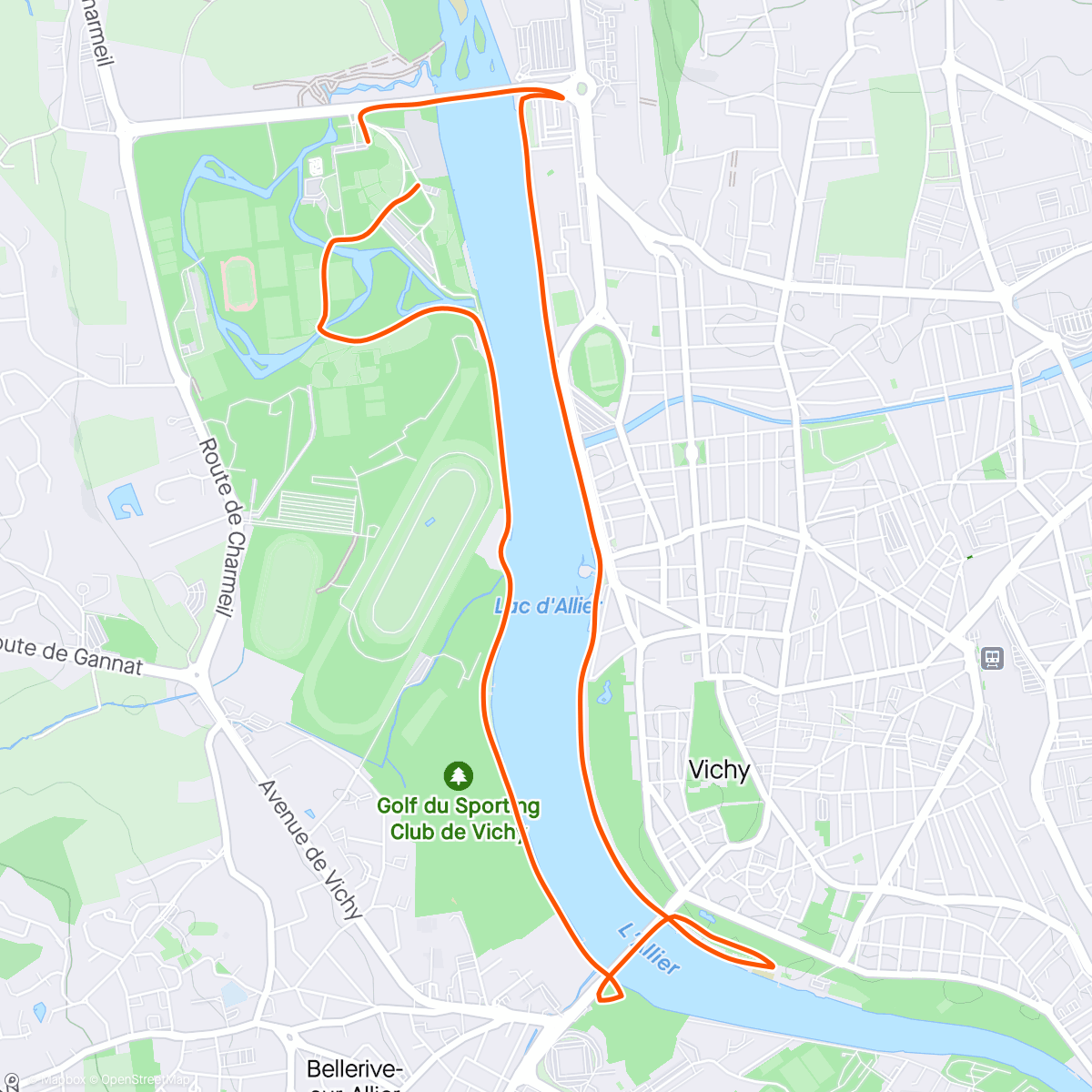 Map of the activity, Vichy run ☀️