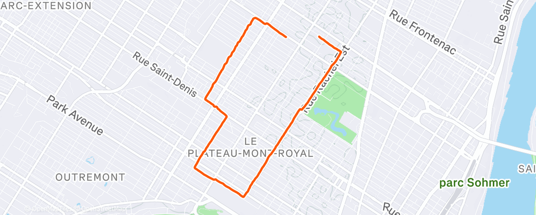 Map of the activity, tour du plateau