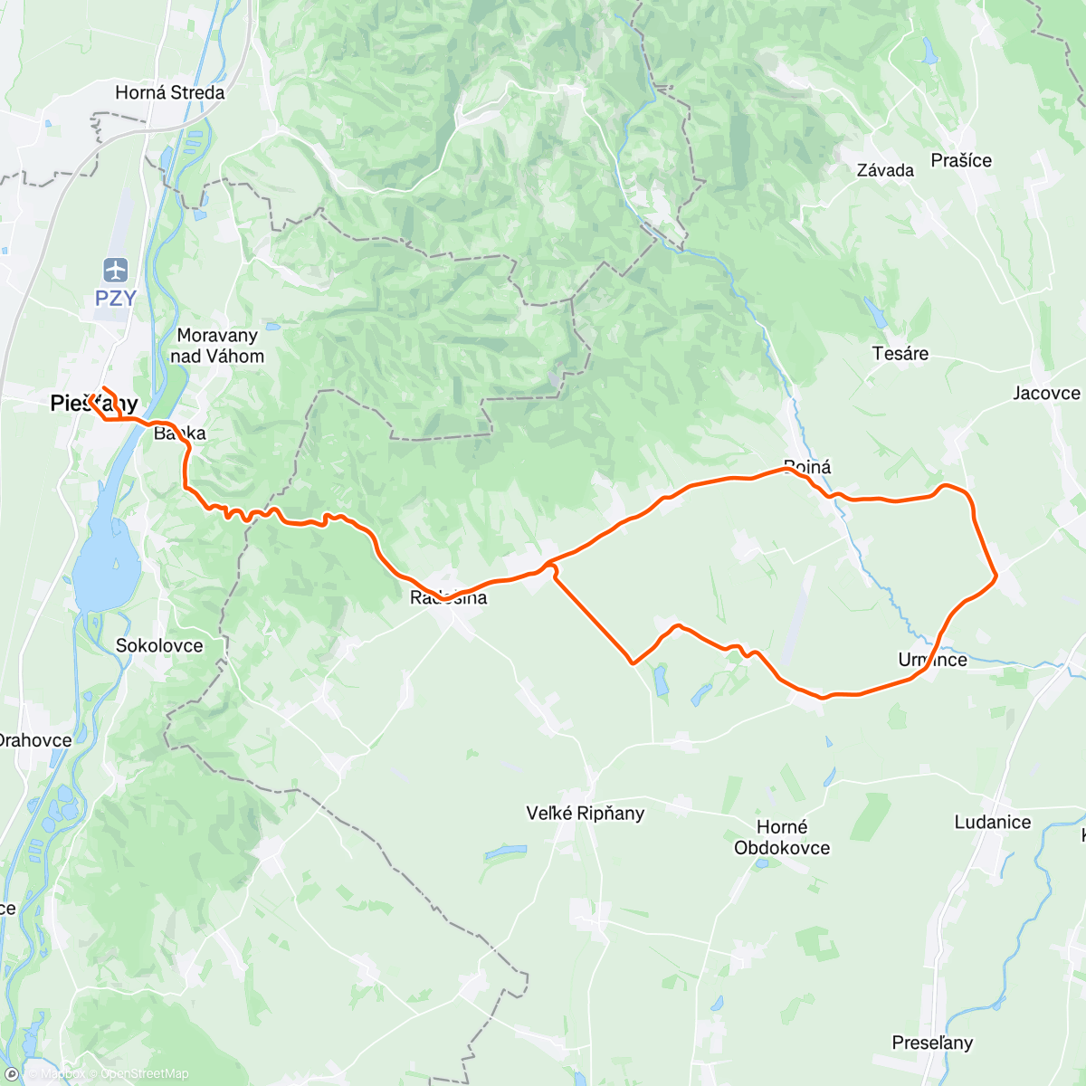 Map of the activity, Evening Ride