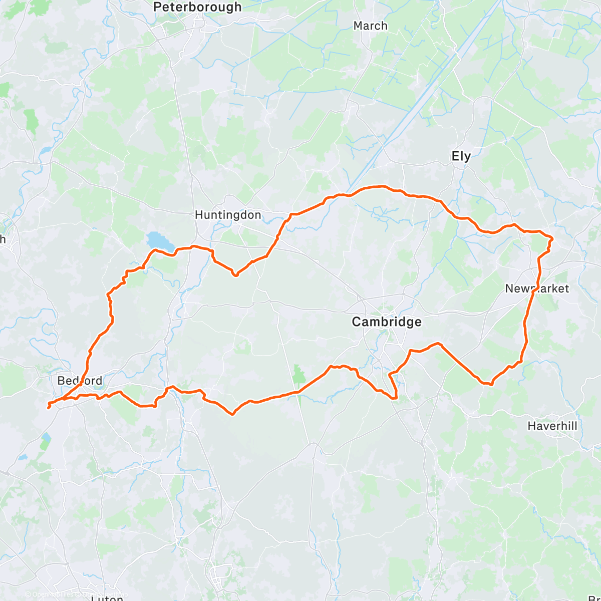 Map of the activity, Cycling