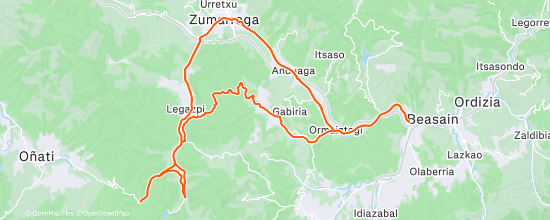 Map of the activity, Bicicleta a la hora del almuerzo