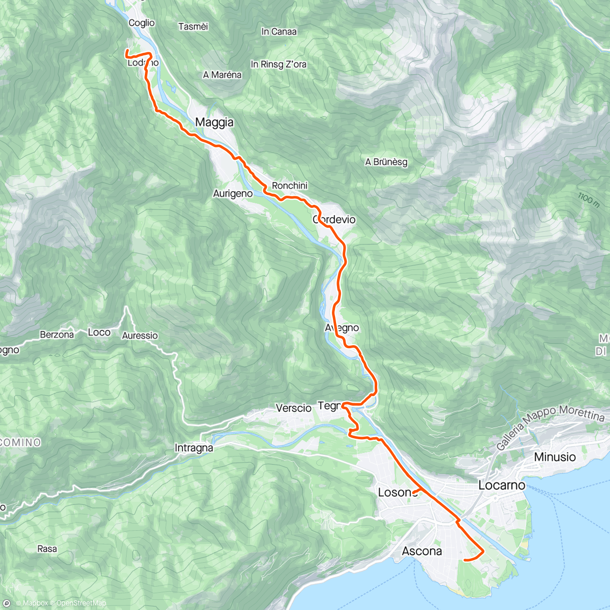 Map of the activity, MTB Ride Ticino Maggia  Tal windig