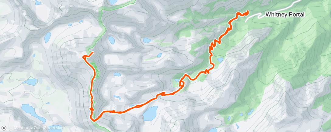 Map of the activity, Mt Whitney hike, standard route