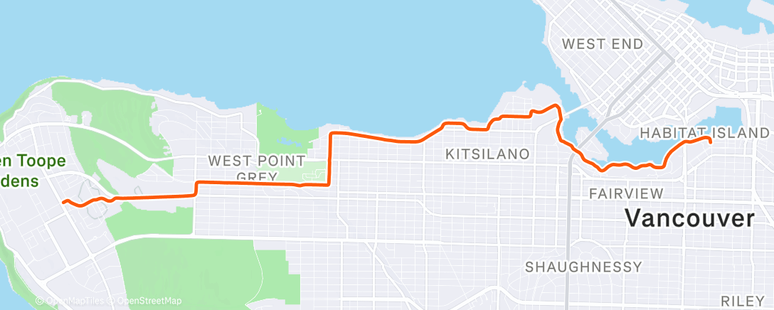 Map of the activity, Vancouver ride