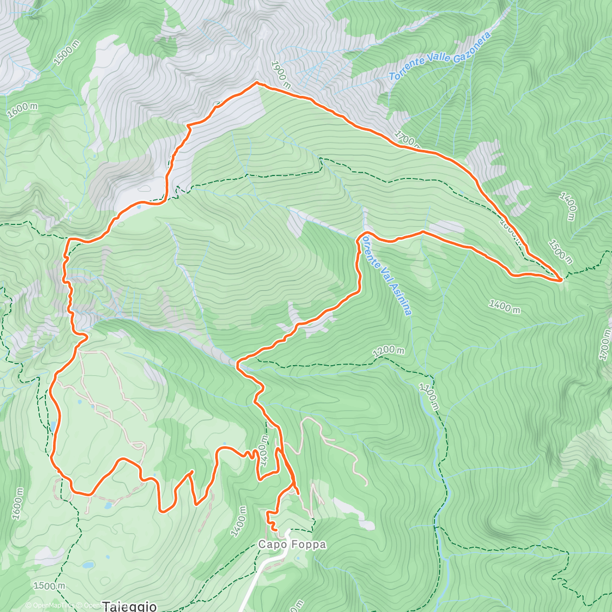 Map of the activity, Capo foppa passo baciamorti  vetta baciamorti aralalta passo ragadur rifugio gherardi capo foppa