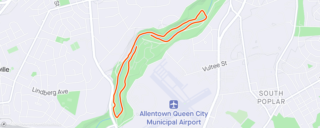 Mapa da atividade, Lehigh Valley Road Runners 5K