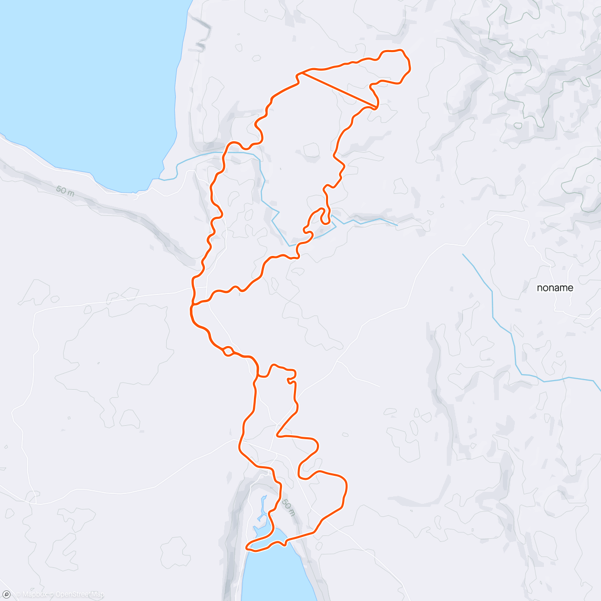 「Zwift - Flatland Loop in Makuri Islands」活動的地圖