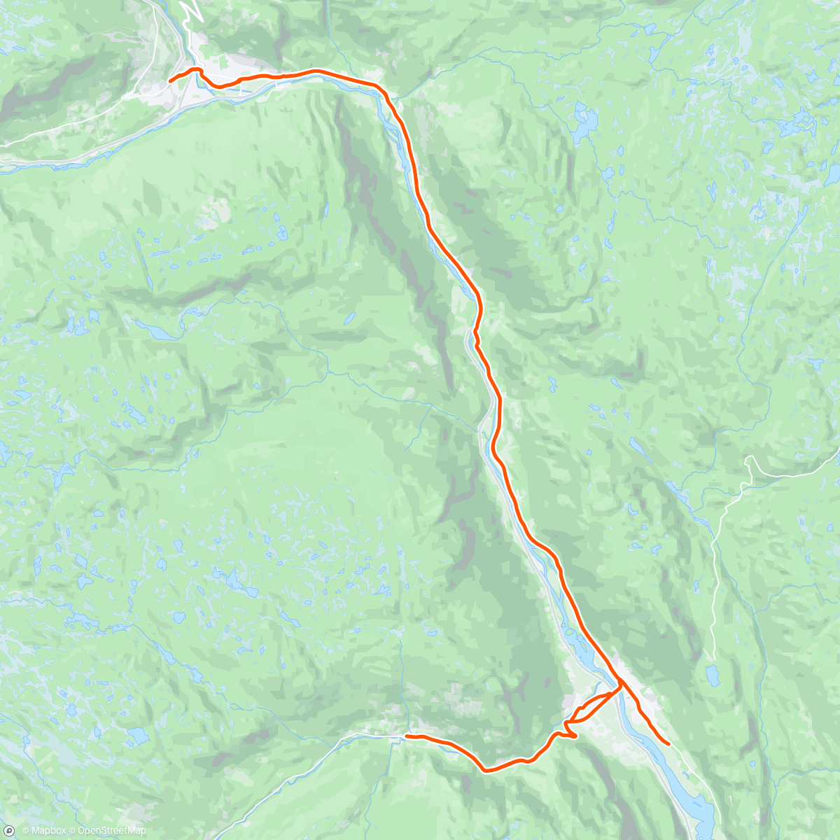 Map of the activity, Gol- Eidal-Tøllemovegen-Gol