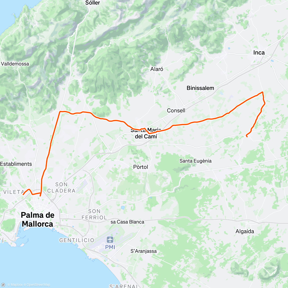 Mapa da atividade, Bicicleta por la mañana