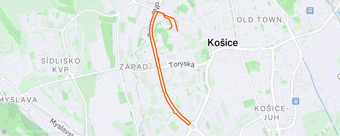 Map of the activity, Evening Run