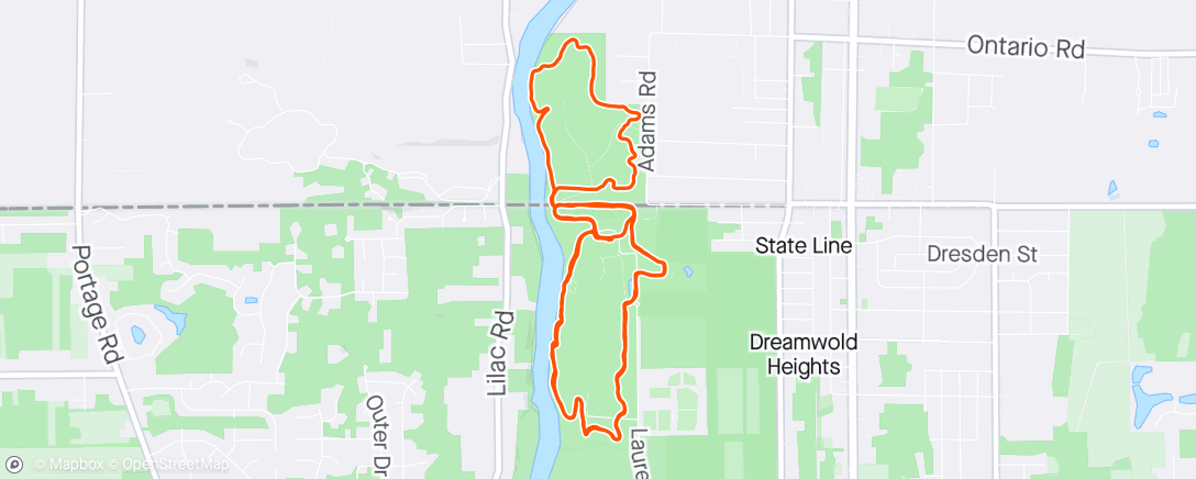 Map of the activity, lunch run