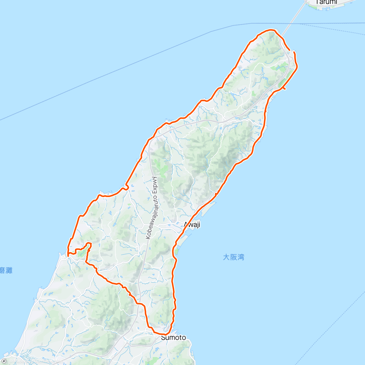 Map of the activity, 淡路島3/5周ライド