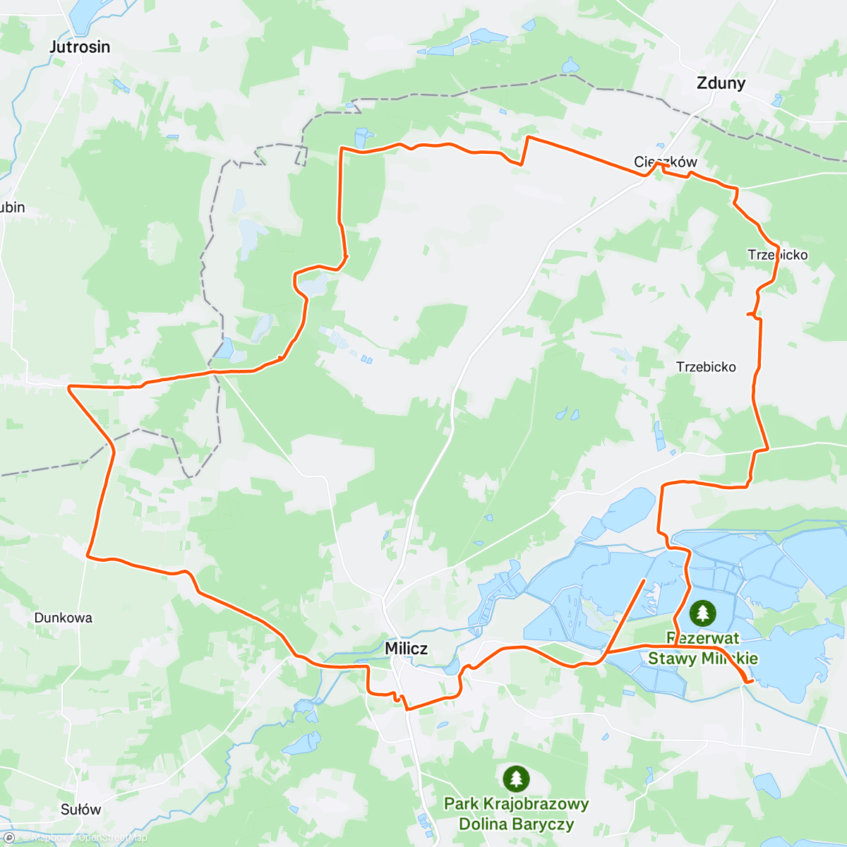 Map of the activity, Stawy milickie z synem oraz test jego wytrzymałości daje rade chłopak :)