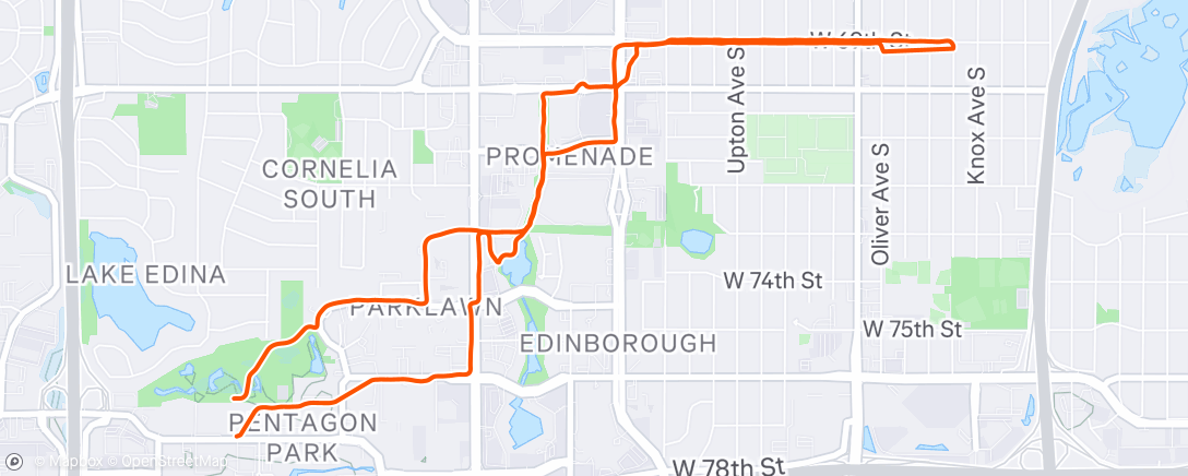 Map of the activity, Evening Run