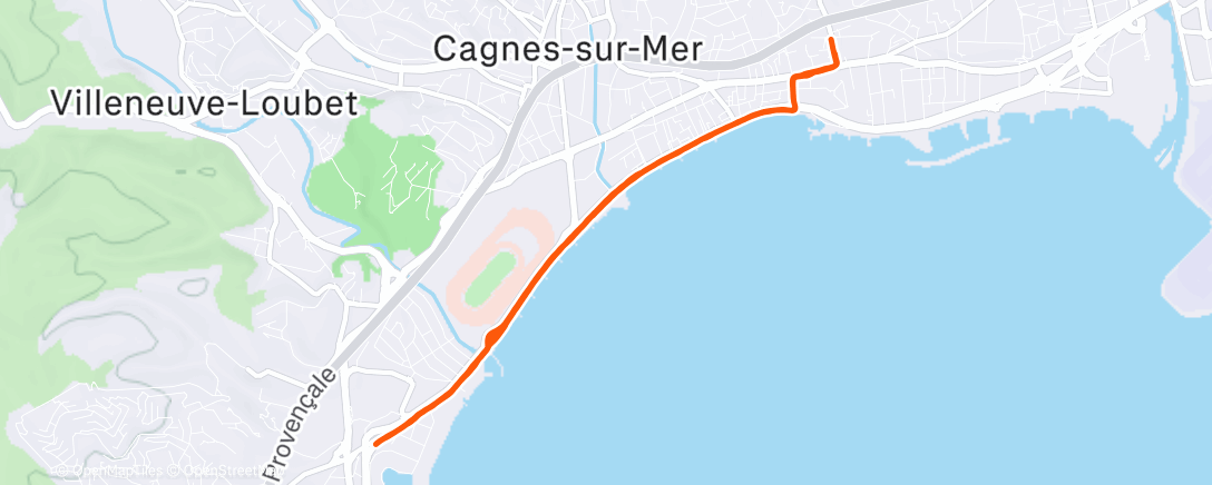 Map of the activity, Afternoon Run