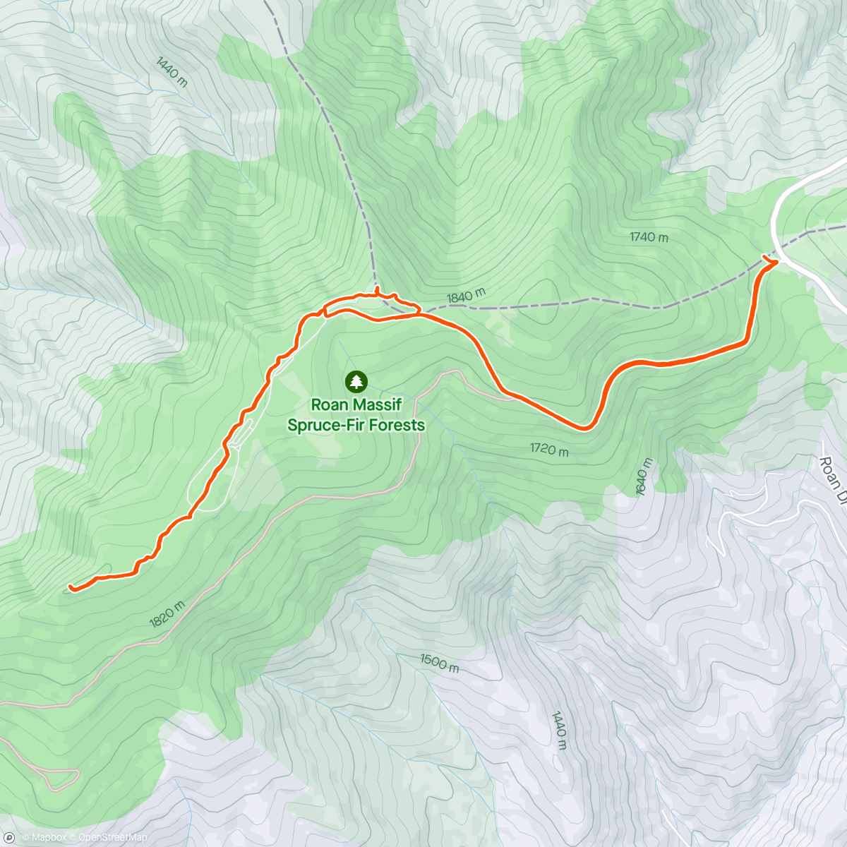 Map of the activity, Cloudland, Roan High Bluff