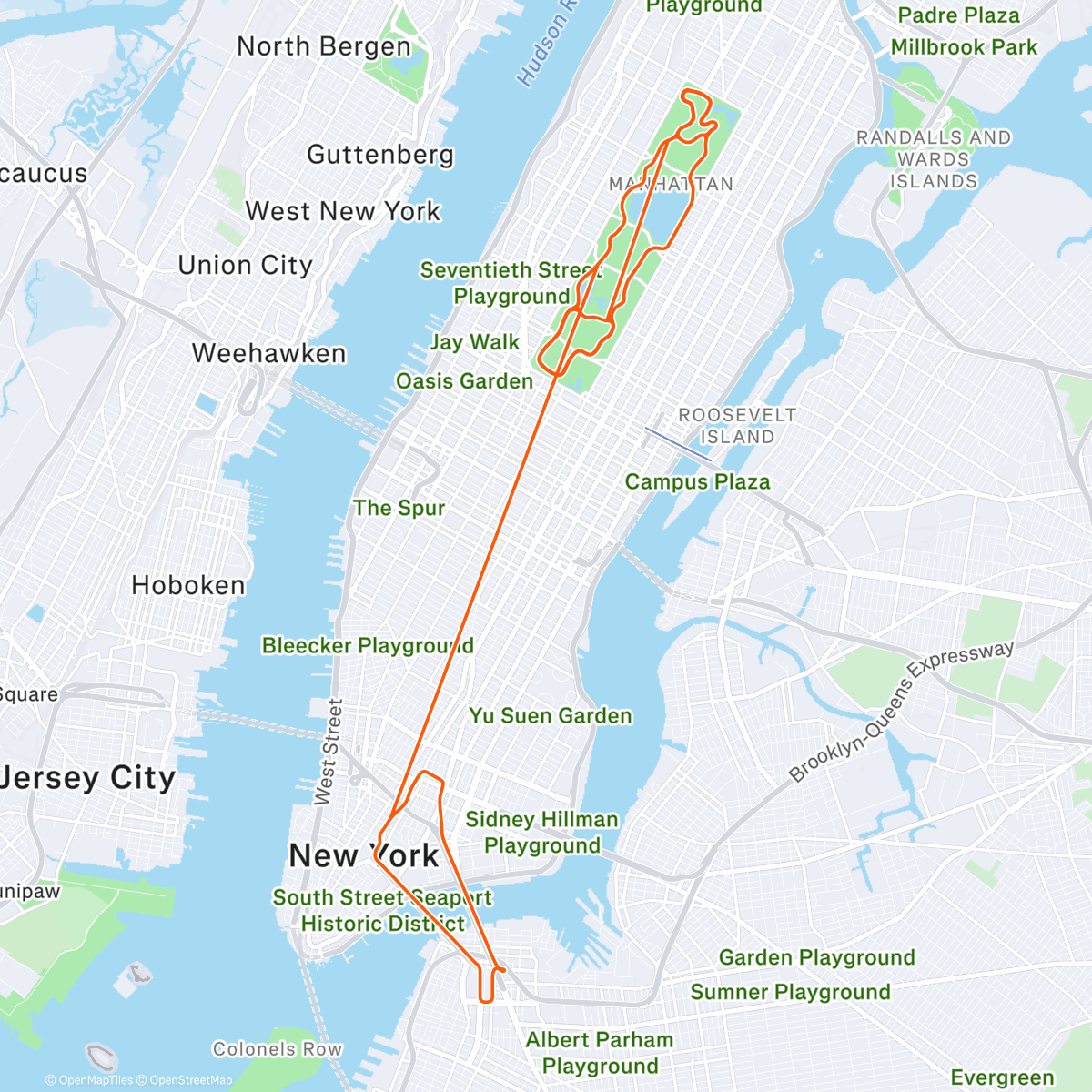 Карта физической активности (Zwift - Double Span Spin in New York)