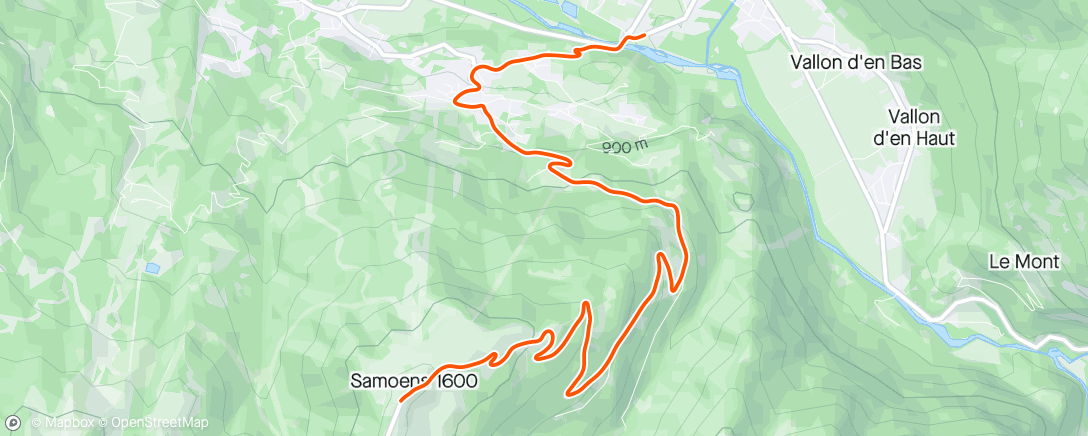 Map of the activity, Down after the race to the bus