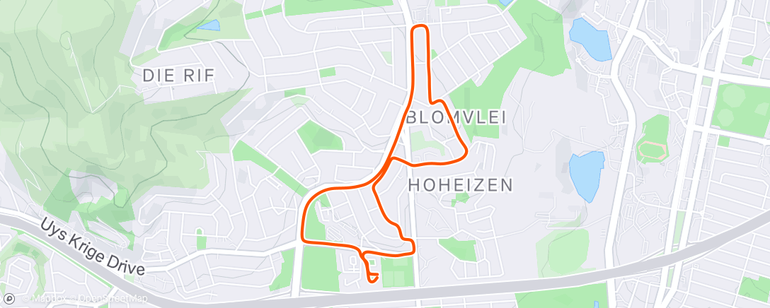Map of the activity, Afternoon Run