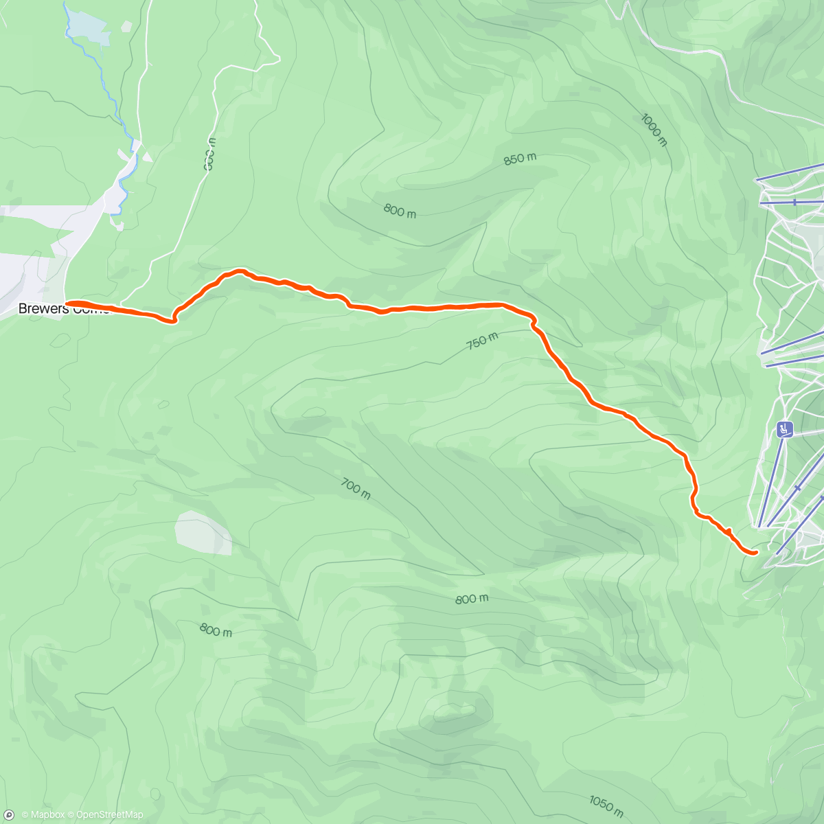 Map of the activity, Killington Peak
