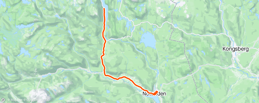 Map of the activity, Hard onsdagstrening Tinnsjø veien