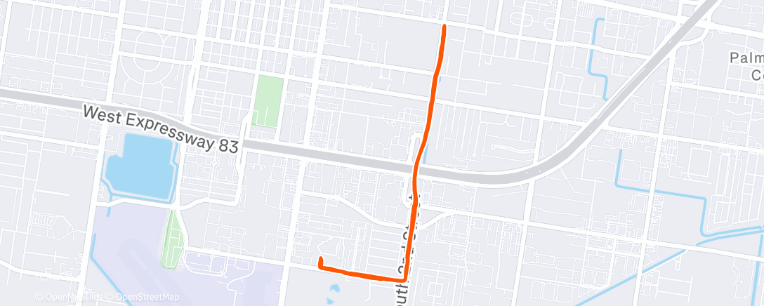 Map of the activity, Afternoon Run McAllen, Texas