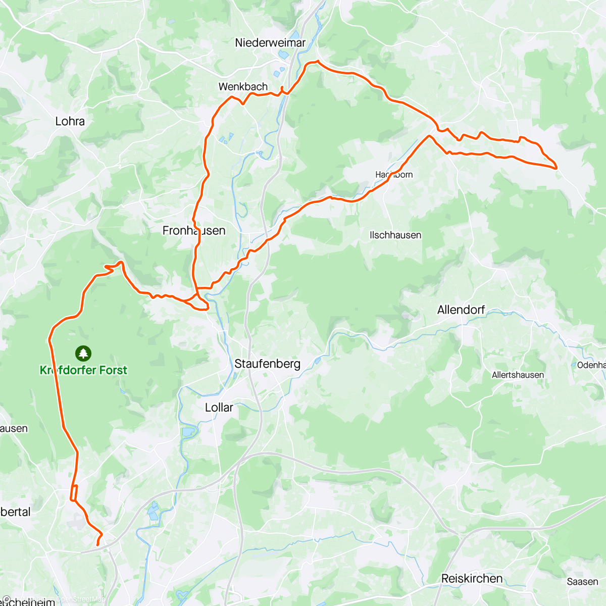 Map of the activity, Schöne Radstrecken in Mittelhessen #2