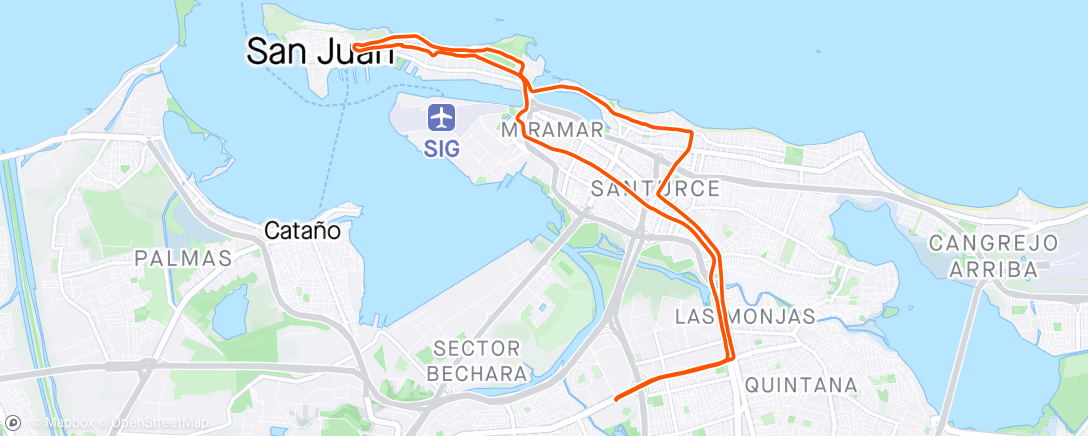 Map of the activity, Ruta ciclismo Hiram Bithorn a San Juan