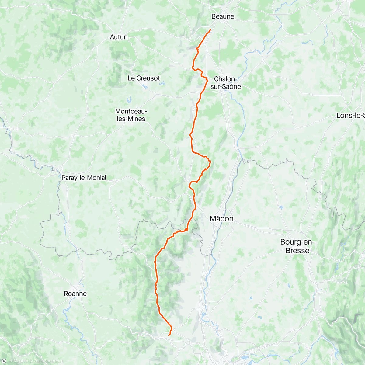 Map of the activity, Day 6 From Bourgogne to Beaujolais region