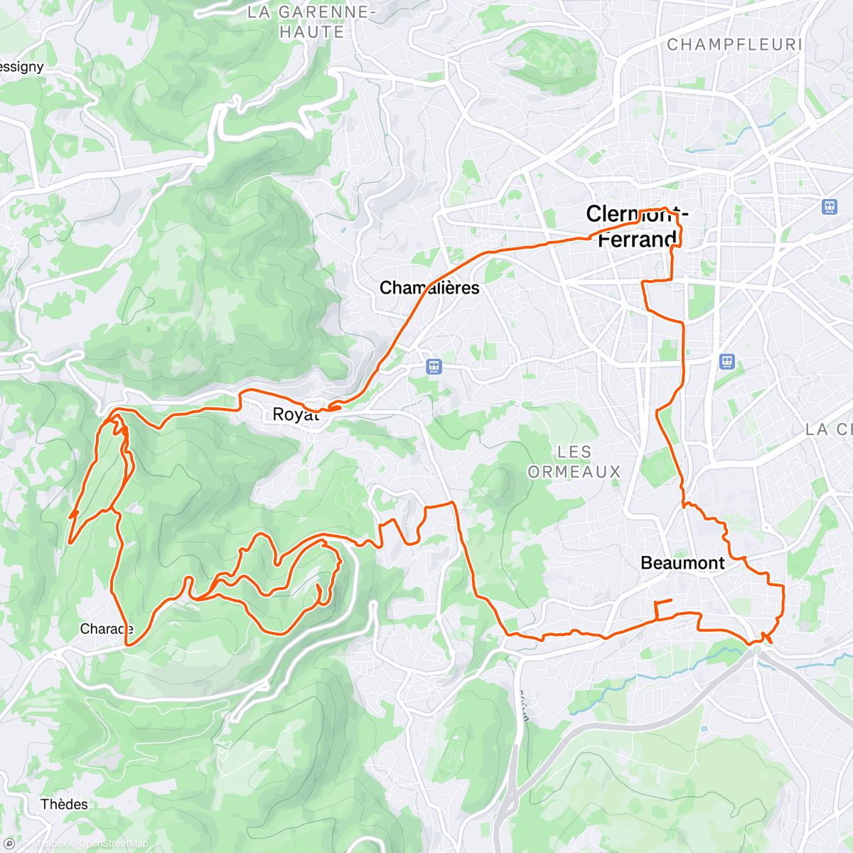 Map of the activity, Sortie VTT dans l'après-midi