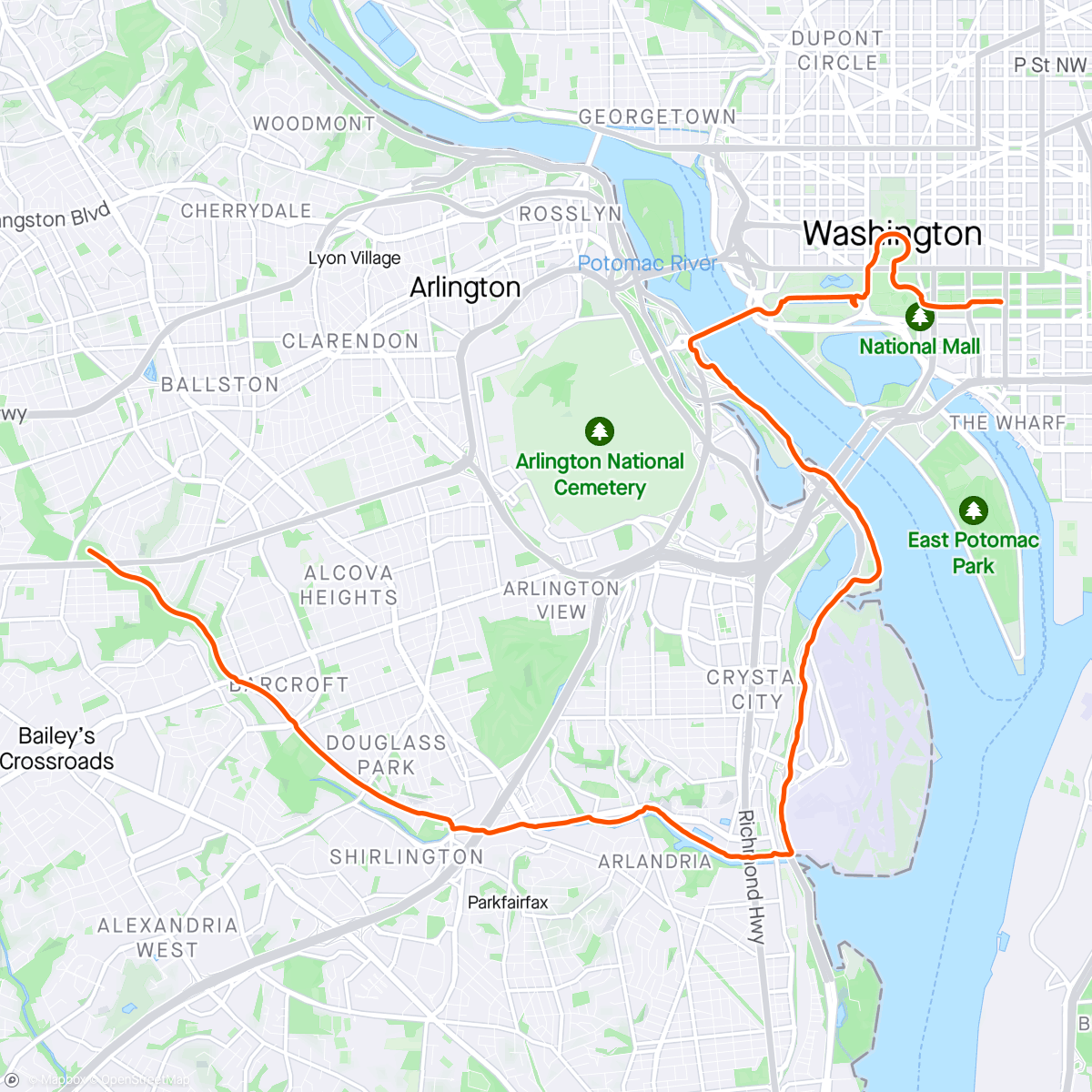 活动地图，12 Mile Run on a hot and humid day in Washington DC 🇺🇸 ☀️🕶️🥵