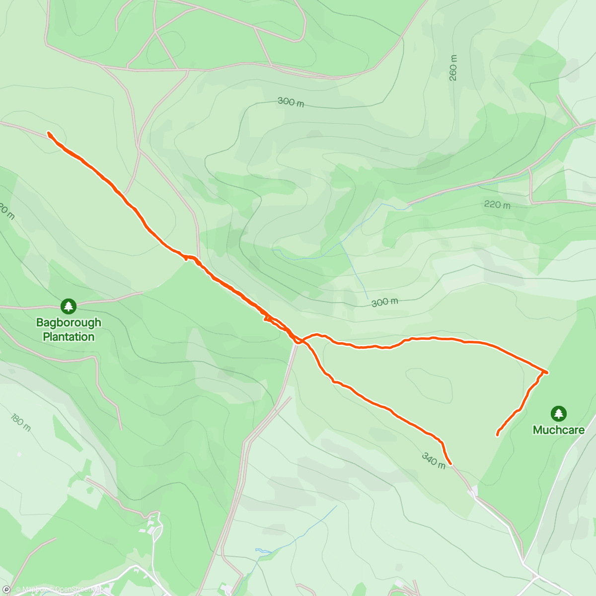 Map of the activity, Afternoon walk on the Quantocks.