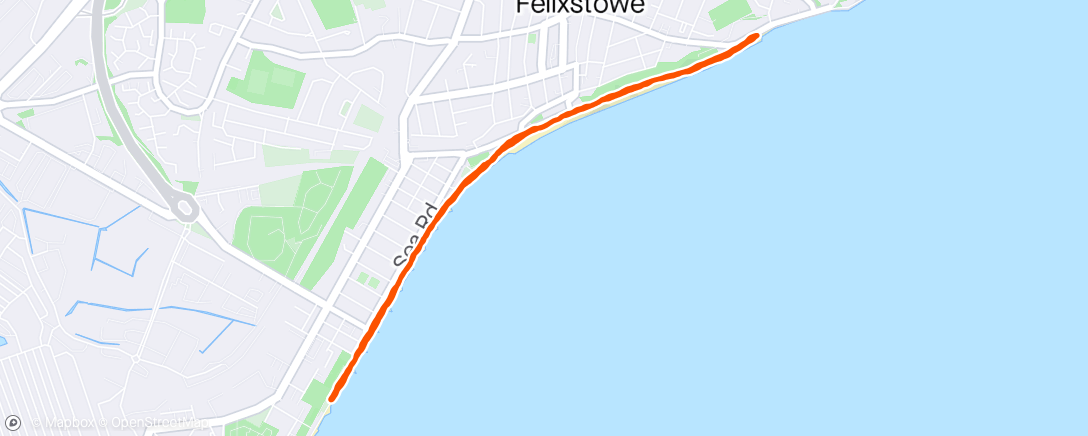 Map of the activity, Sunny Felixstowe Parkrun
