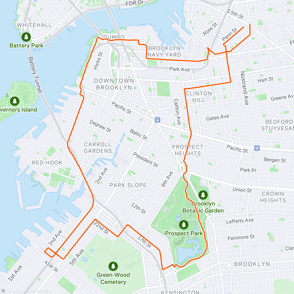 Map of the activity, city ride