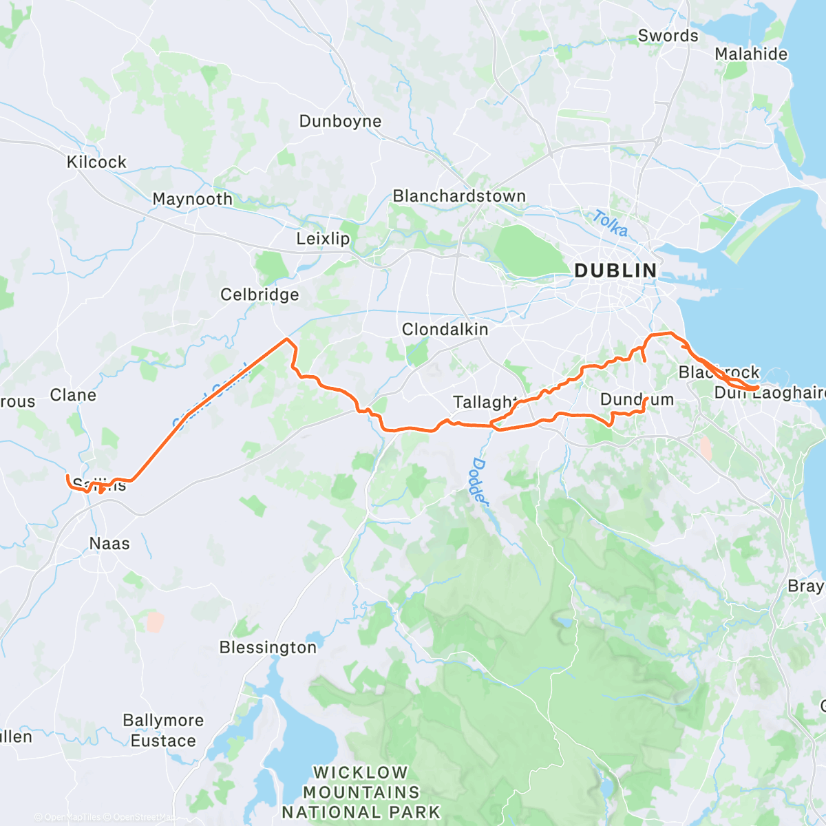 Map of the activity, Adrian wanted to ride 100km...