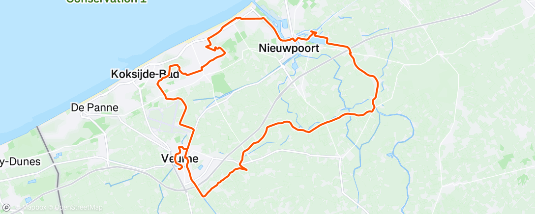 Map of the activity, Na het werk even op de fiets …. Koud. Moet nog wennen na 17  dagen MV met stralend weer