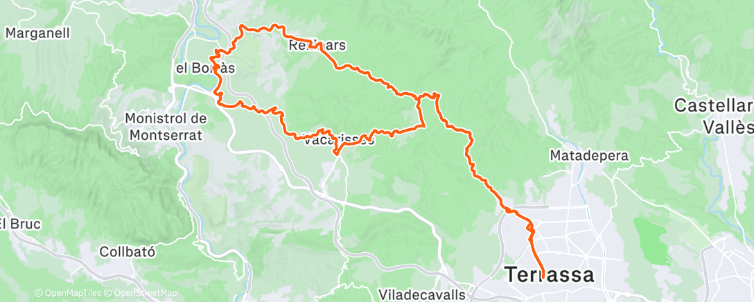 Map of the activity, Bicicleta de gravilla por la tarde