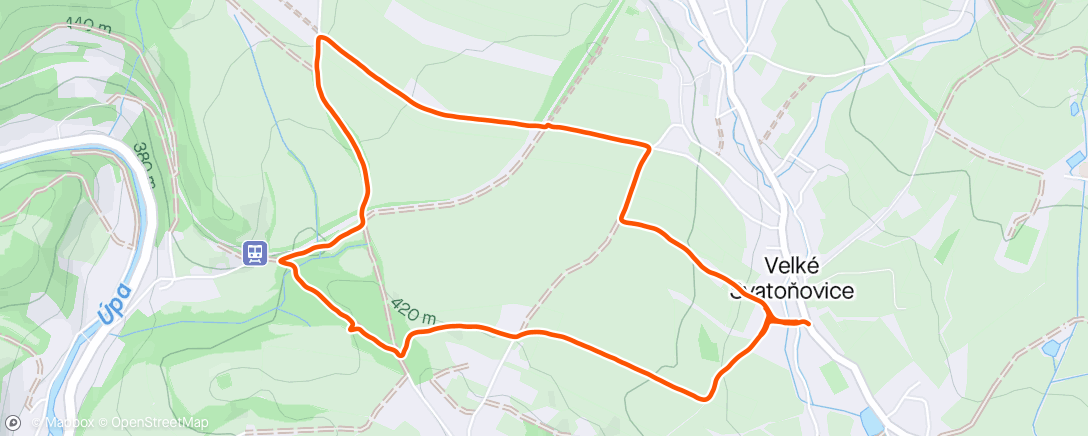 Map of the activity, VS rozbíhání s Péťou 5km na Končiny - Evening Run