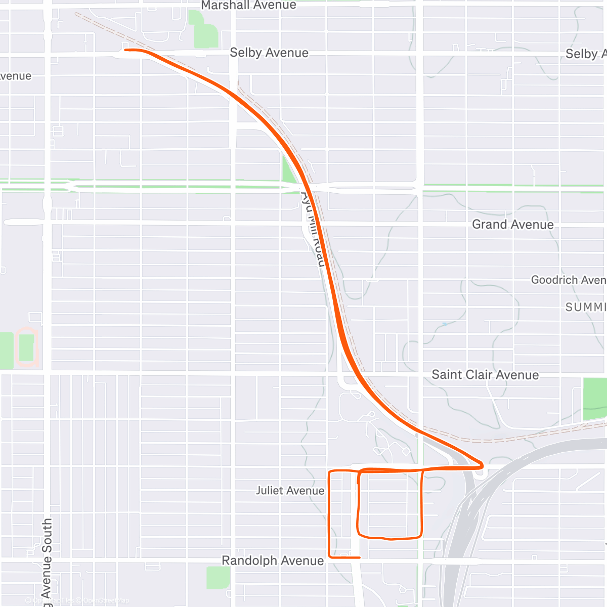 Map of the activity, Ayd Mill laps