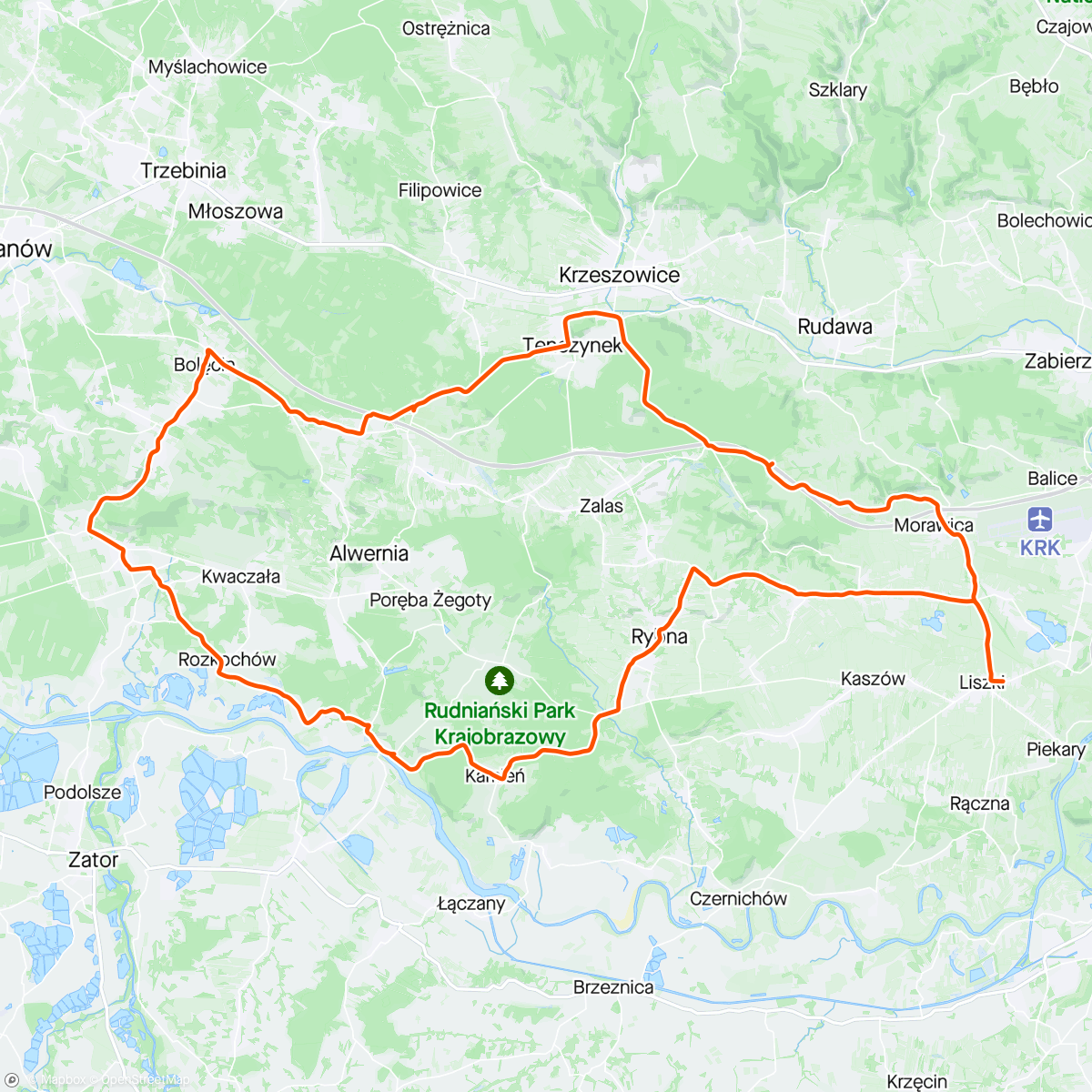 Map of the activity, OTR zapiekanka Ride średnia ~ 27-28 😂