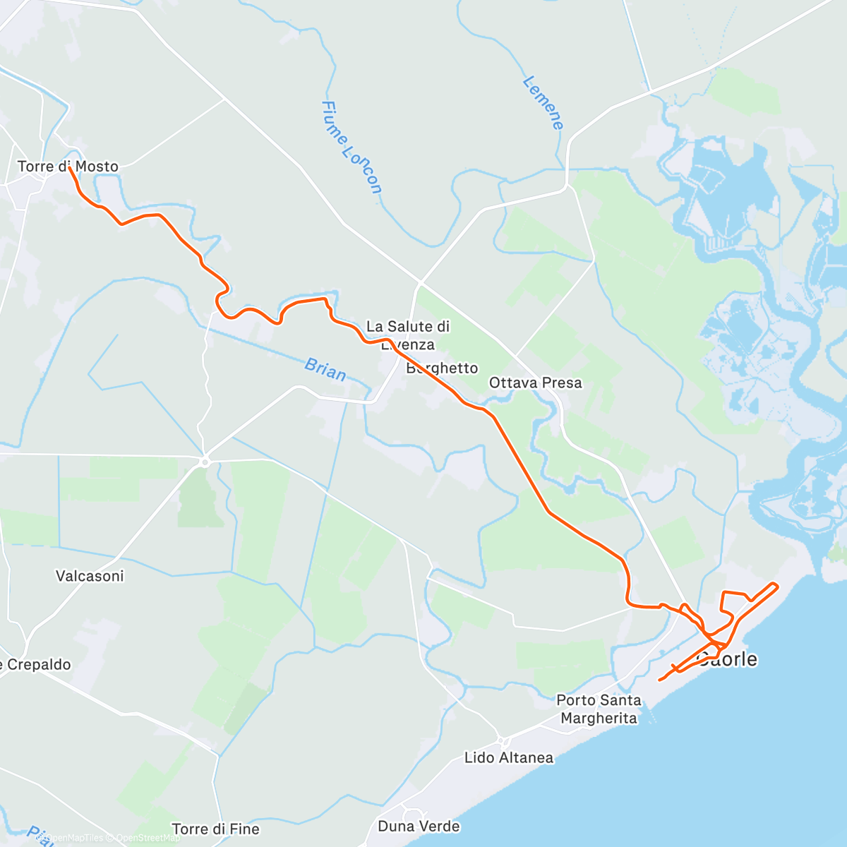 Map of the activity, 15/12/2025 FulGaz - Italy: Caorle and last 5K Giro 2023 Stage 17