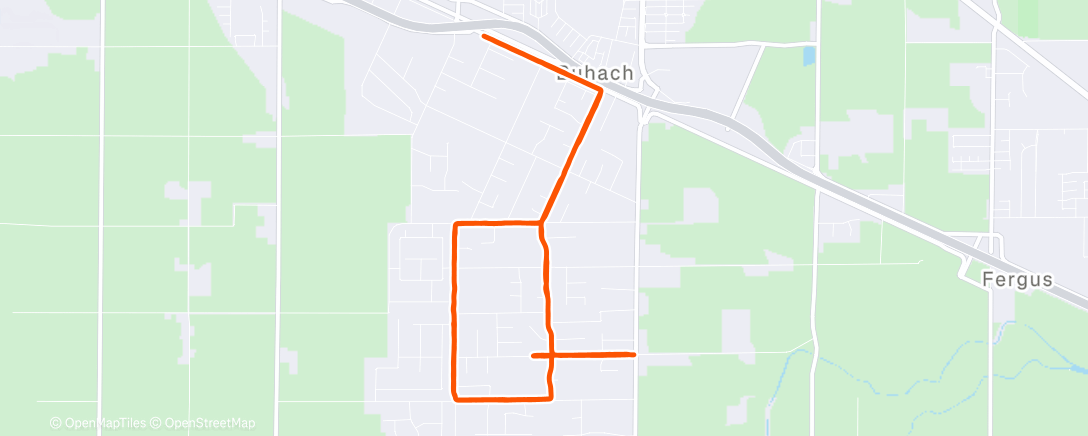 Map of the activity, Afternoon Run