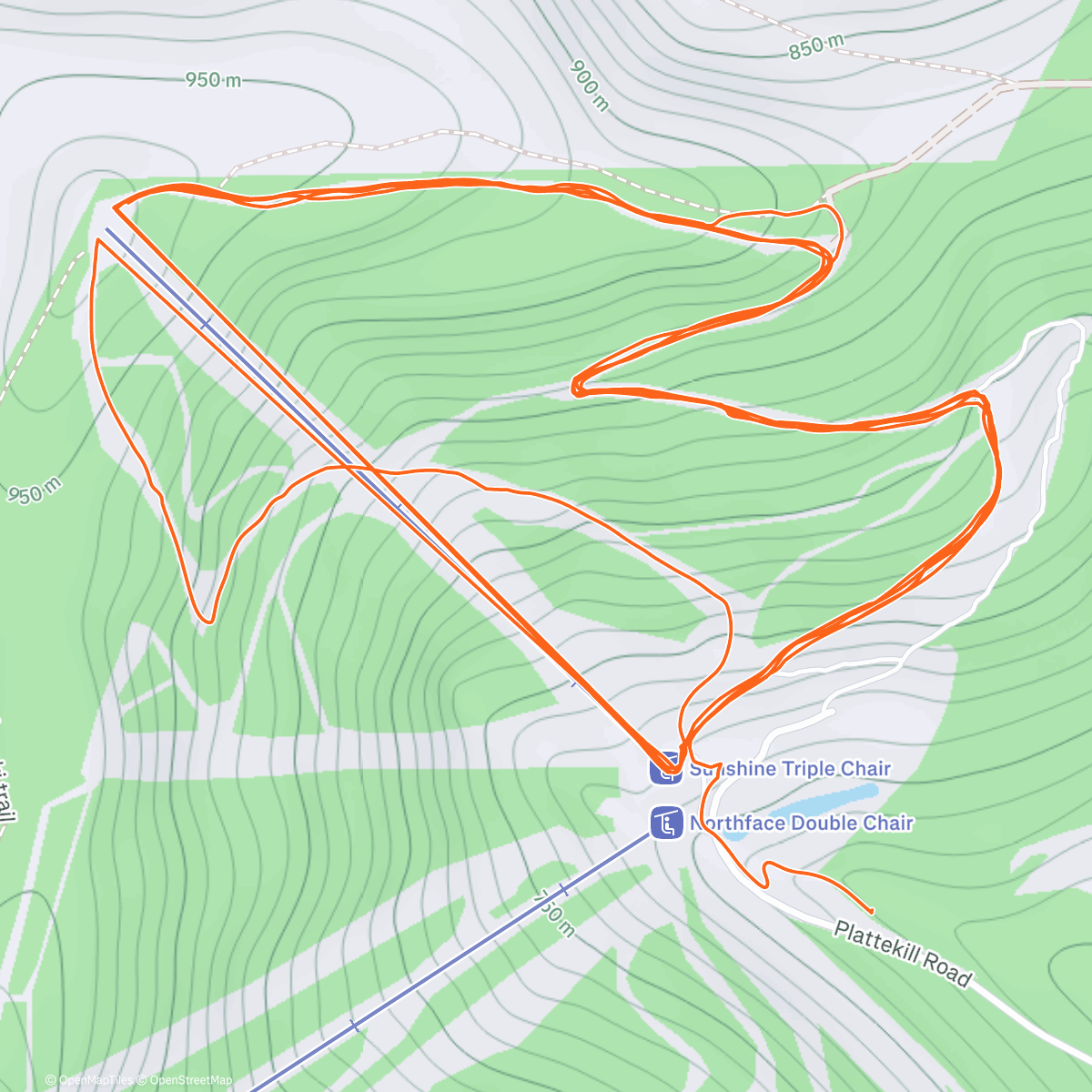 Map of the activity, Morning Snowboard