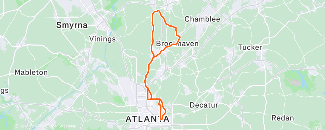 Map of the activity, Cycling