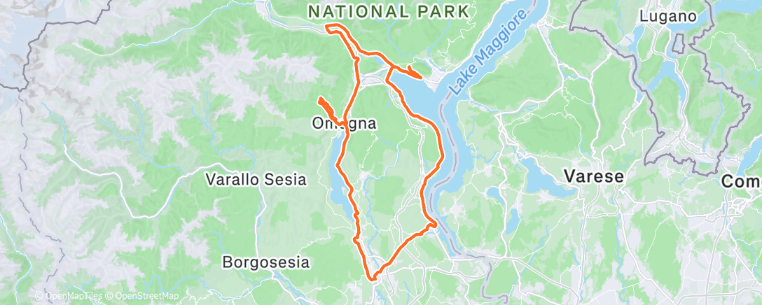 Map of the activity, Pedalata mattutina