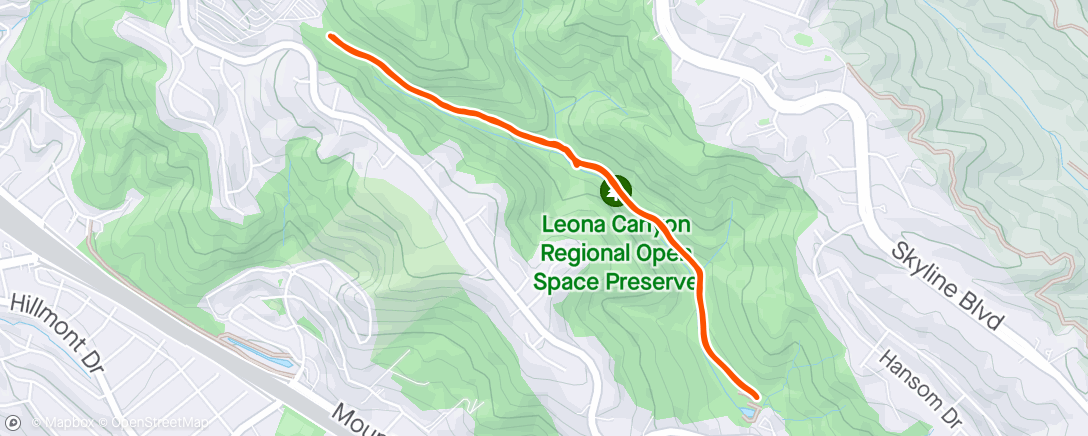 Map of the activity, Leona Canyon Regional Open Space Preserve