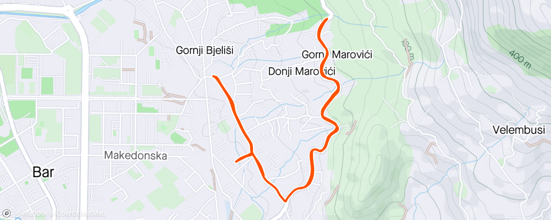 Mapa da atividade, Run: 4 x 4min VO2max - 6km around Burtaiši