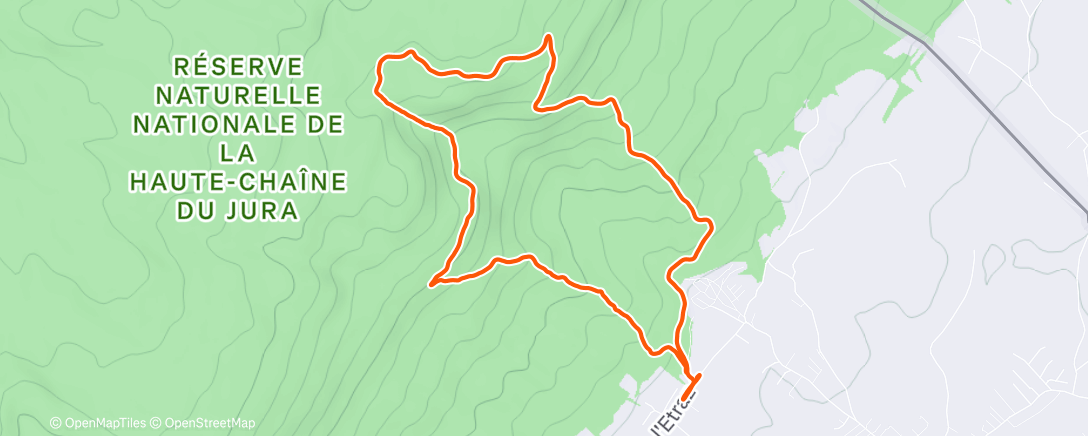 Map of the activity, Afternoon Trail Run