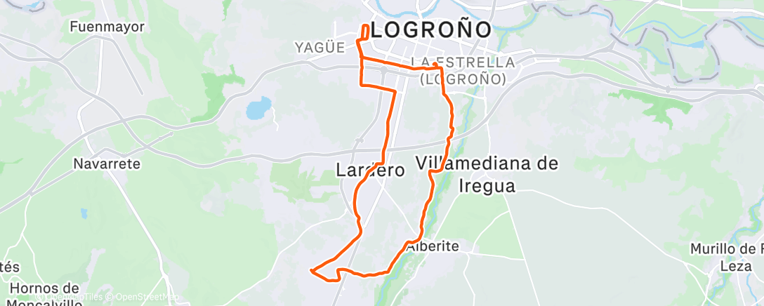 Map of the activity, Bicicleta de montaña vespertina